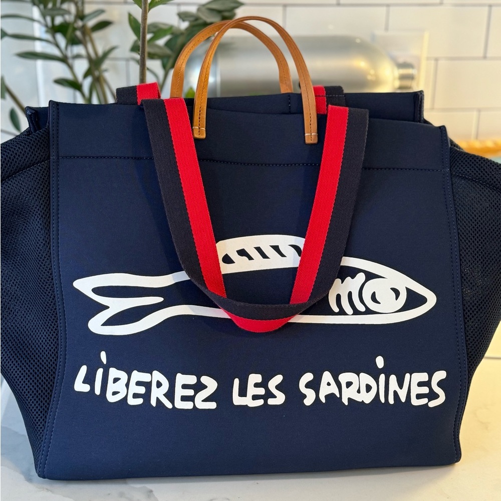 Clare V Navy Tote with Sardine